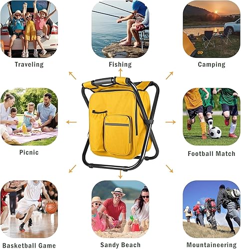 Miniatura 3 de Kikerike - Taburete plegable con mochila, amarillo