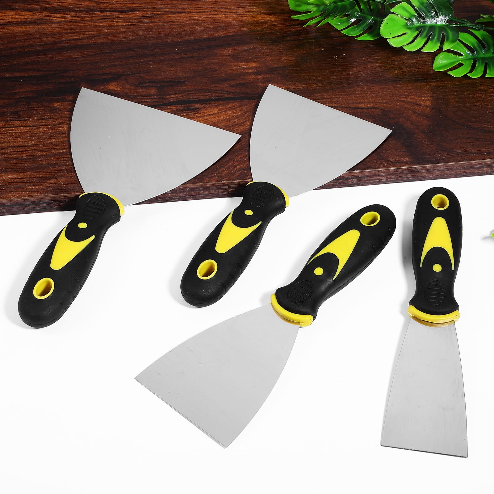 Set di Spatole in Acciaio Inox Argento, 8 Pezzi per Raschiatura | Impugnatura con Foro per Appenderle, Lama Flessibile, per Superfici Lisce su Carta da Parati e Pareti