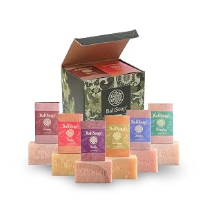 Bali Soap Luxury Gift Set - 6 Handcrafted Natural Bar Soaps with Exotic Tropical Scents Premium Spa Quality
