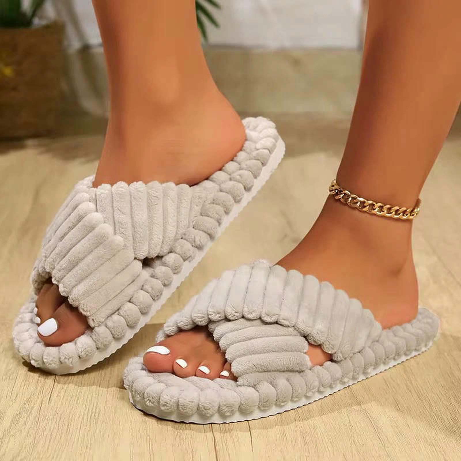 Chaussons Chaussures De Salon Nœud en Velours Velours-Gris Bleu-40-41