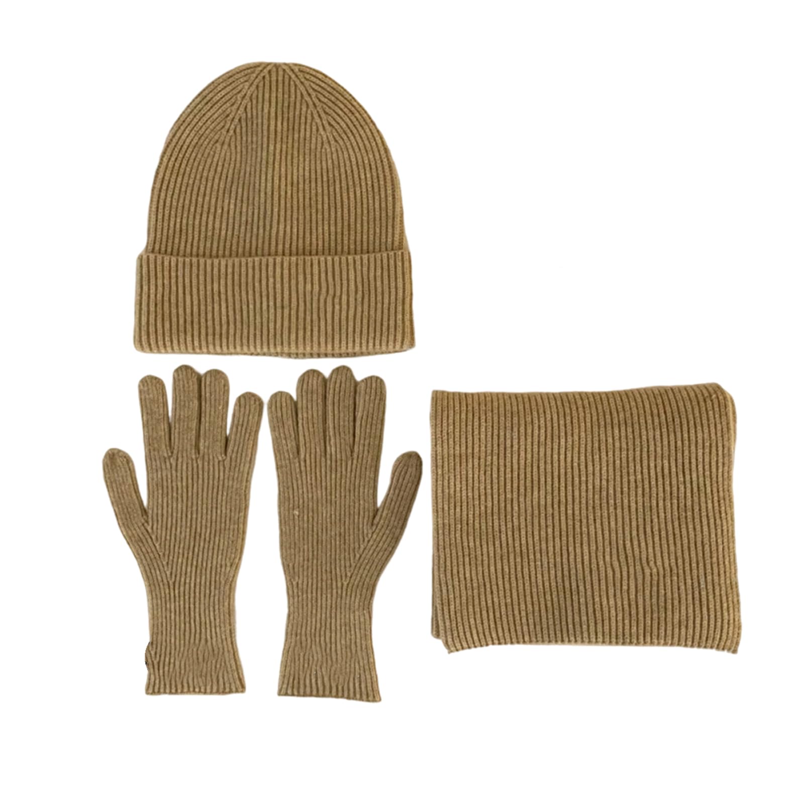 MICFENY Winter Warm Knit Hat Scarf And Gloves Set Acrylic Fibre Unisex Cold Weather Neckwear Handwear Set For Outdoor Activity