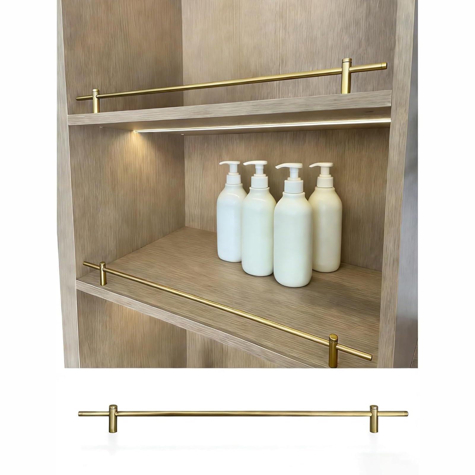 Barres de protection pour étagères en métal doré de 76 cm x8
