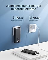 Vista 5 de VEGER Cargador portátil para iPhone con cables integrados y enchufe de pared, batería externa de carga rápida de 10,000 mAh delgada con USB C