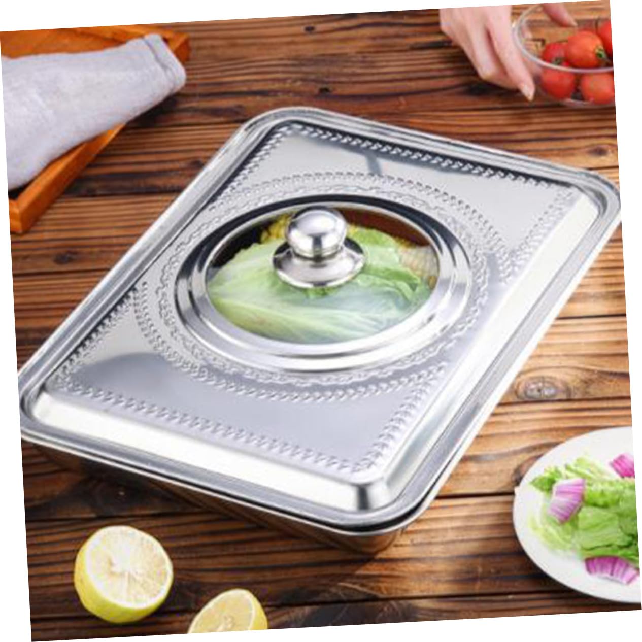 Topfdeckel Edelstahl Anti Öl Spritzschutz Kochgeschirr Abdeckung Sichtbar 45x35cm Küchenbedarf Für Zuhause Restaurant