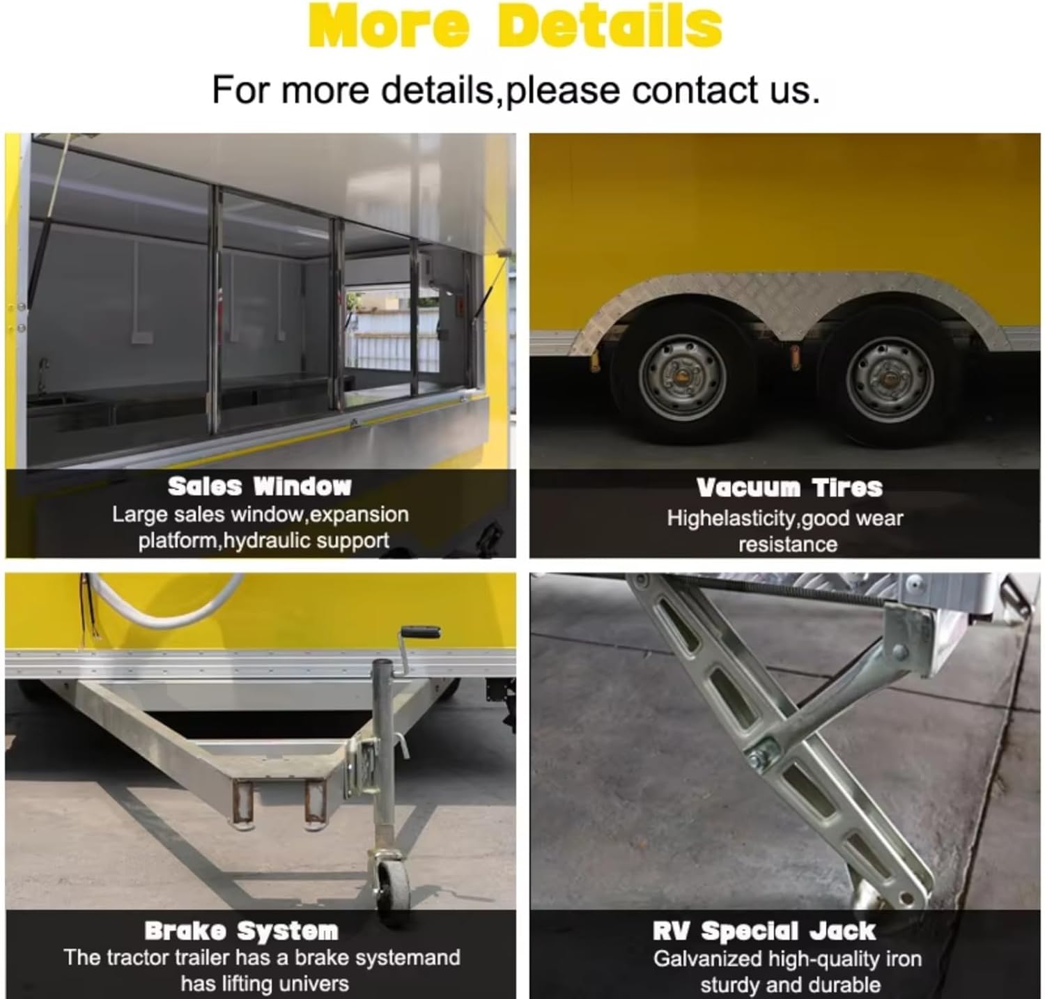 Mobile Food Trailer Equipped with Full Kitchen, Commercial Portable Hot Dog Coffee Ice Cream Cart Concession Trailer for Fast Food Pizza Hamburgers Catering