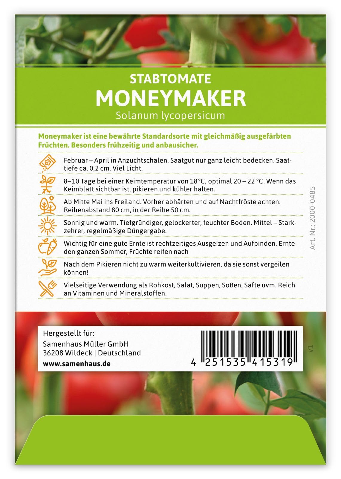 FLORTUS 2000-0485-100x Tomate Moneymaker (100 Stück) (Tomatensamen)