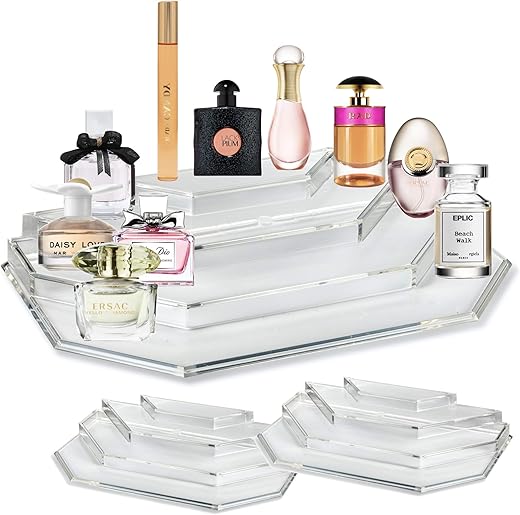 BY ALEGORY byAlegory Acrylic Mini Perfume & Mini Scented Oils Organizer & Vanity Display 4 Tiers For Storing Mini, Travel Size, Rollerball Beauty Perfume Bottles – Clear