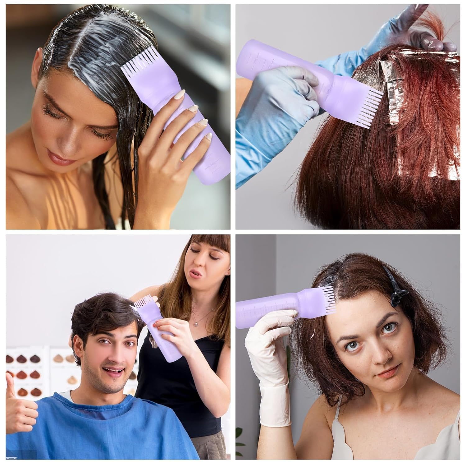 EKANTIK HAIR DYE APPLICATOR BOTTLE WITH BRUSH PLASTIC HAIR OIL AND HAIR COLORING TOOL FOR SALON AND HOME USE 4