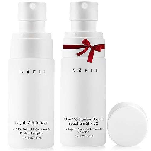 NAELI Hidratante facial SPF 30 y crema de retinol, día y noche, colágeno antienvejecimiento y ácido hialurónico para el cuidado de la piel, regalo y