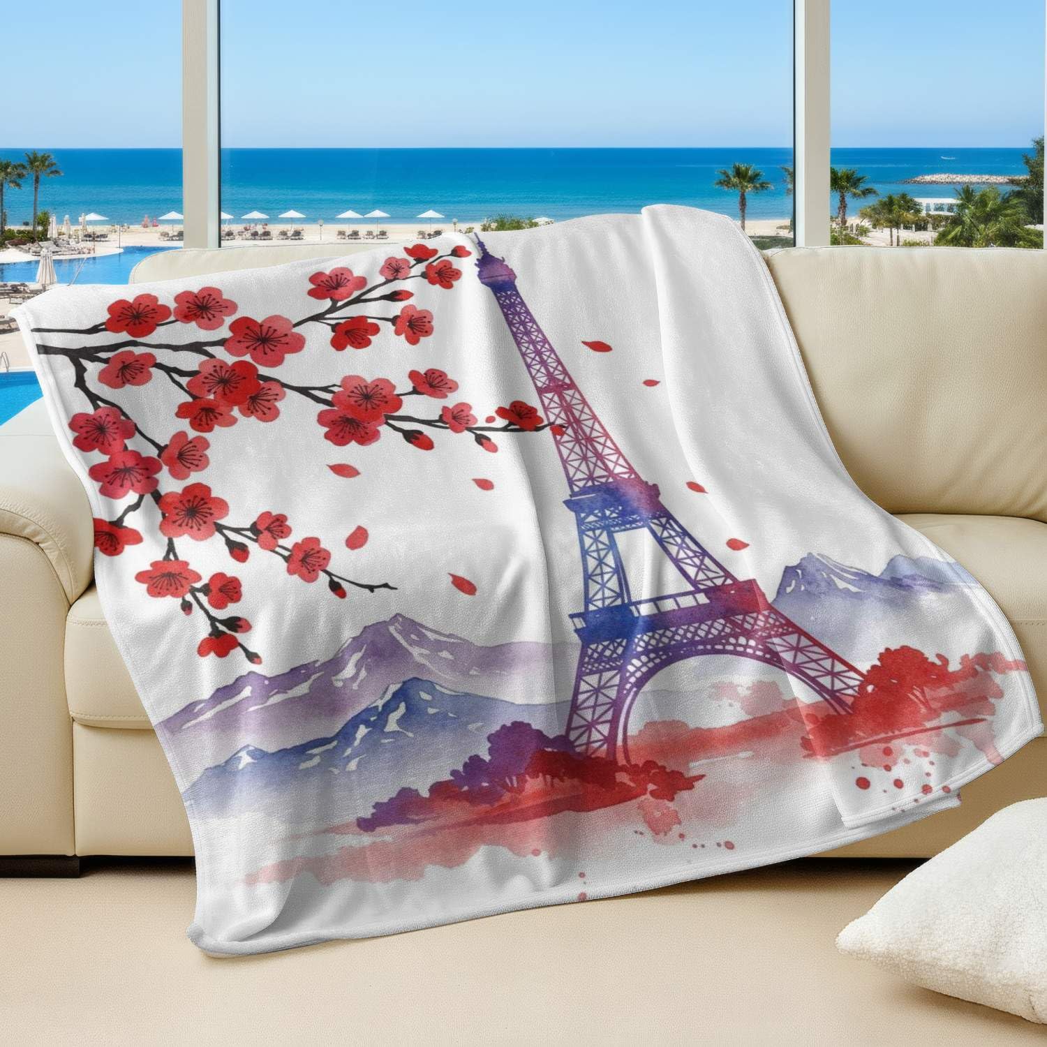 Couverture romantique Tour Eiffel pour une ambiance douce et poétique