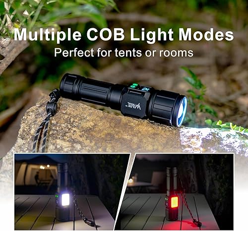 Miniatura 5 de Linterna táctica recargable brillante potente, linternas de 20000 lm, 9 modos, linterna LED, zoomable, IPX4 impermeable, base magnética para