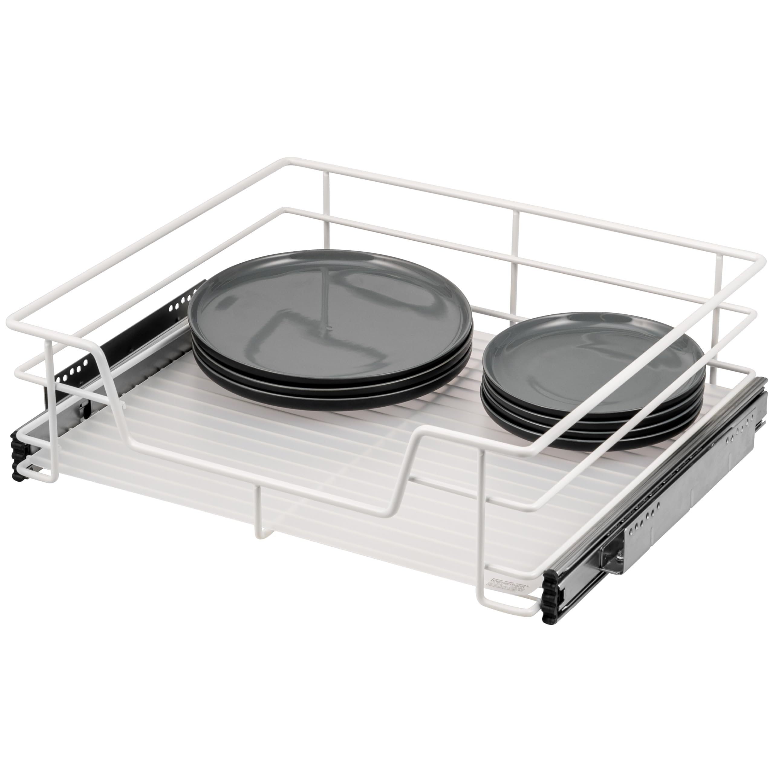 Bremermann White Telescopic Drawer, 60 Cm Wide, With Shelf, Telescopic Rails, Pull-Out Cabinet, Ideal For Kitchens And Bathrooms, Made Of Metal (White)