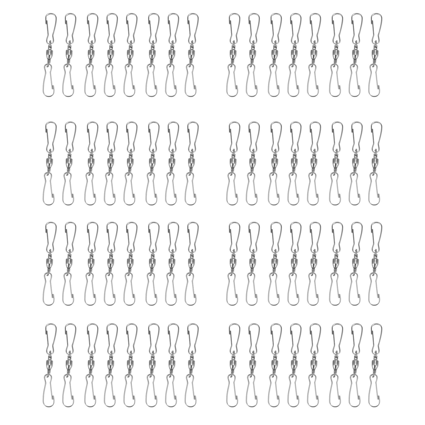 Hndhbfgrt 32 Pack Double Clip Swivel Hooks for Wind Spinners, Windsock, Bird Feeders, Wind Chimes Crystal Twisters Party