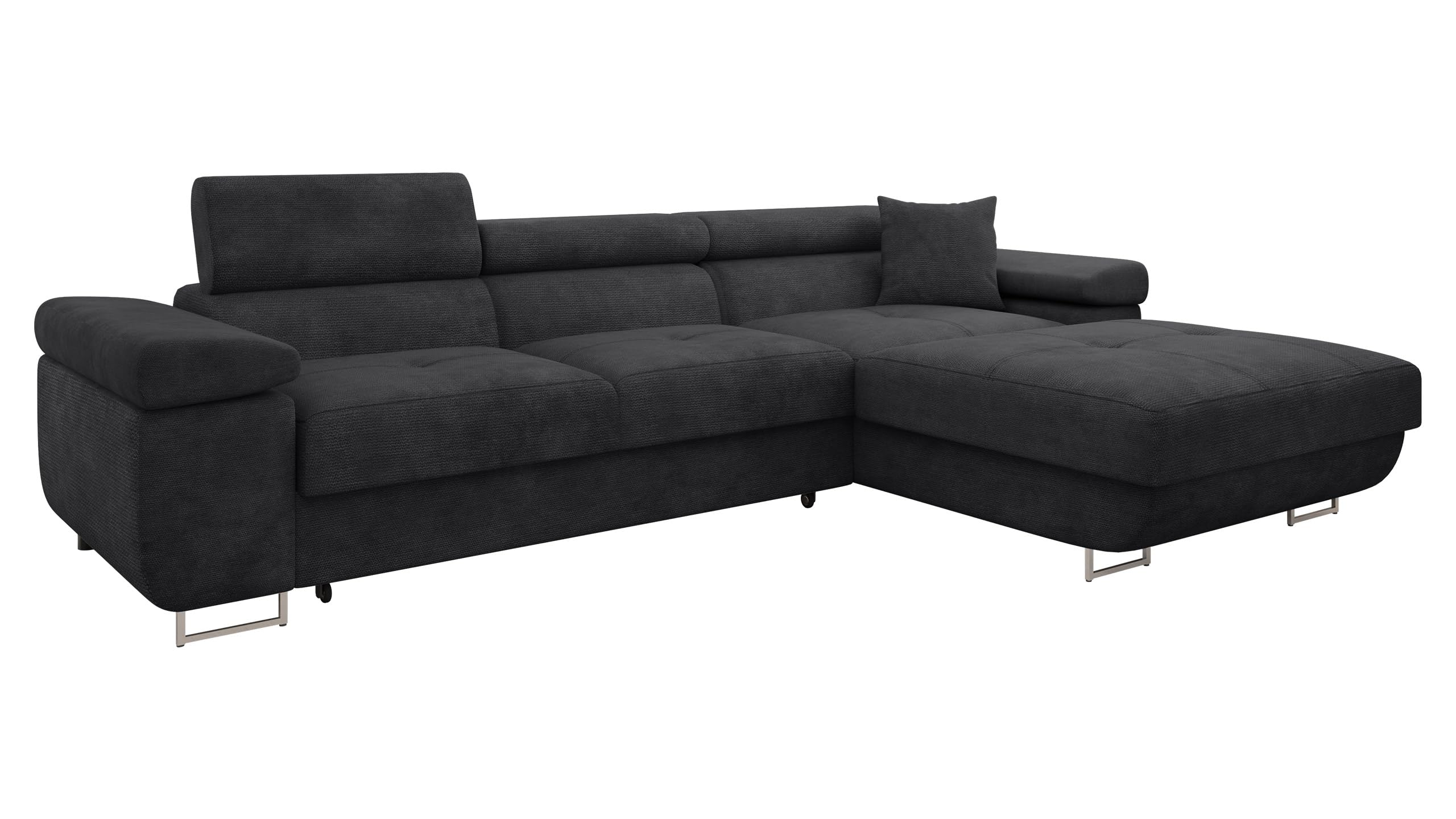 Mirjan24 Ecksofa Torezio Mini mit Bettkasten, Einstellbare Kopfstützen, Bequeme Polsterung, Eckcouch mit Schlaffunktion für Wohnzimmer L-Form Couch mit Bettfunktion (Margo 227.09, Seite: Rechts)