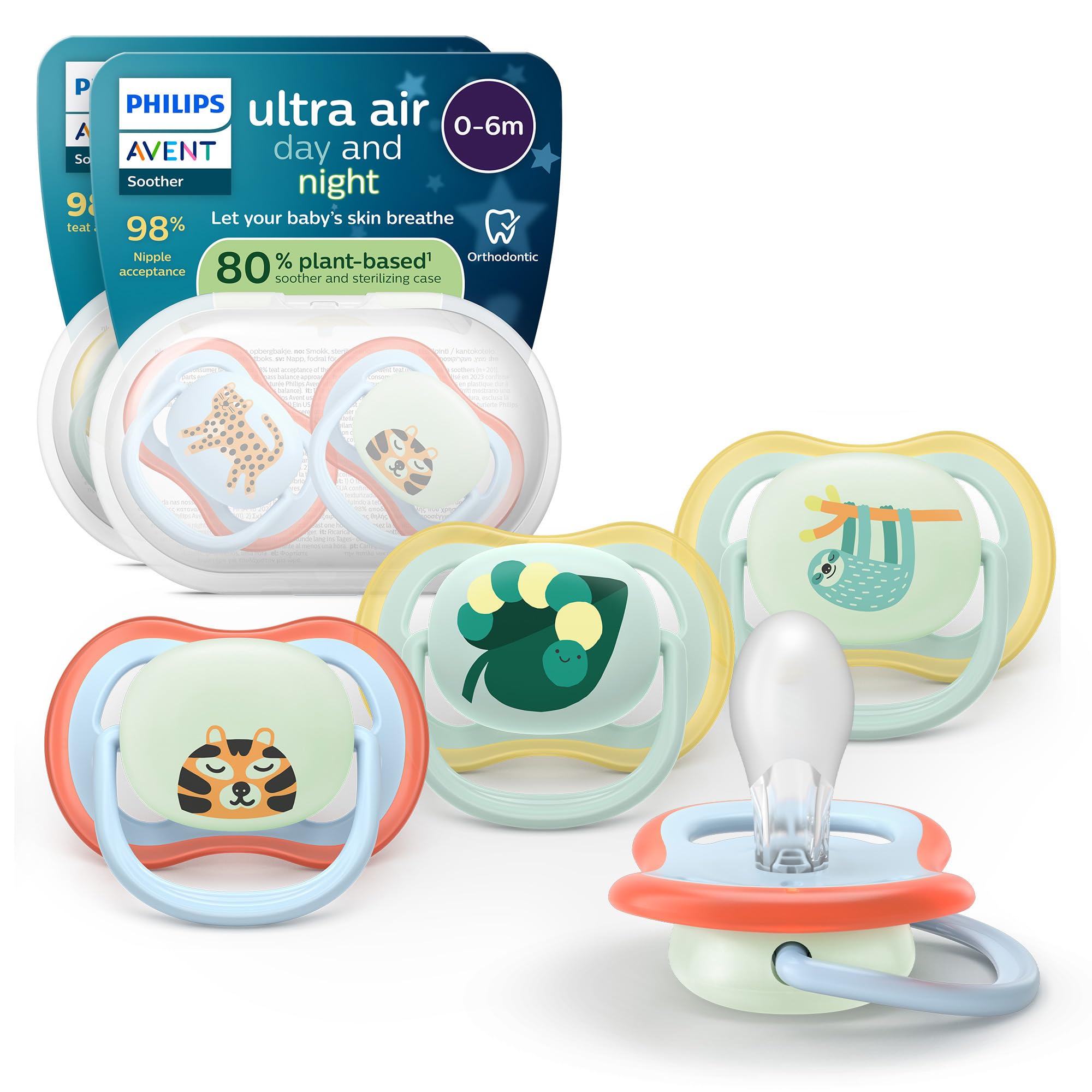 Philips Avent Sucettes Ultra Air Phosphorescentes pour Bébés 0-6 Mois - Lot de 4