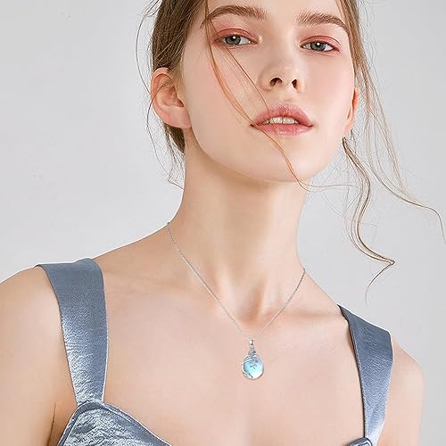 Miniatura 3 de TeardropSwan Moonstone Necklace 925 Sterling Silver Tree of Necklace Moonstone Pendant Necklace Moonstone Jewelry Gifts for Women Teen Girl