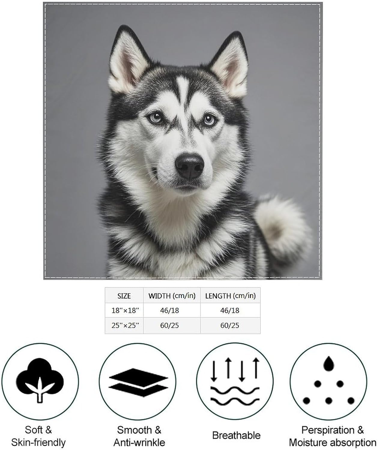 Husky Dog Fashion Bandanas for Women, Square Scarf image 2