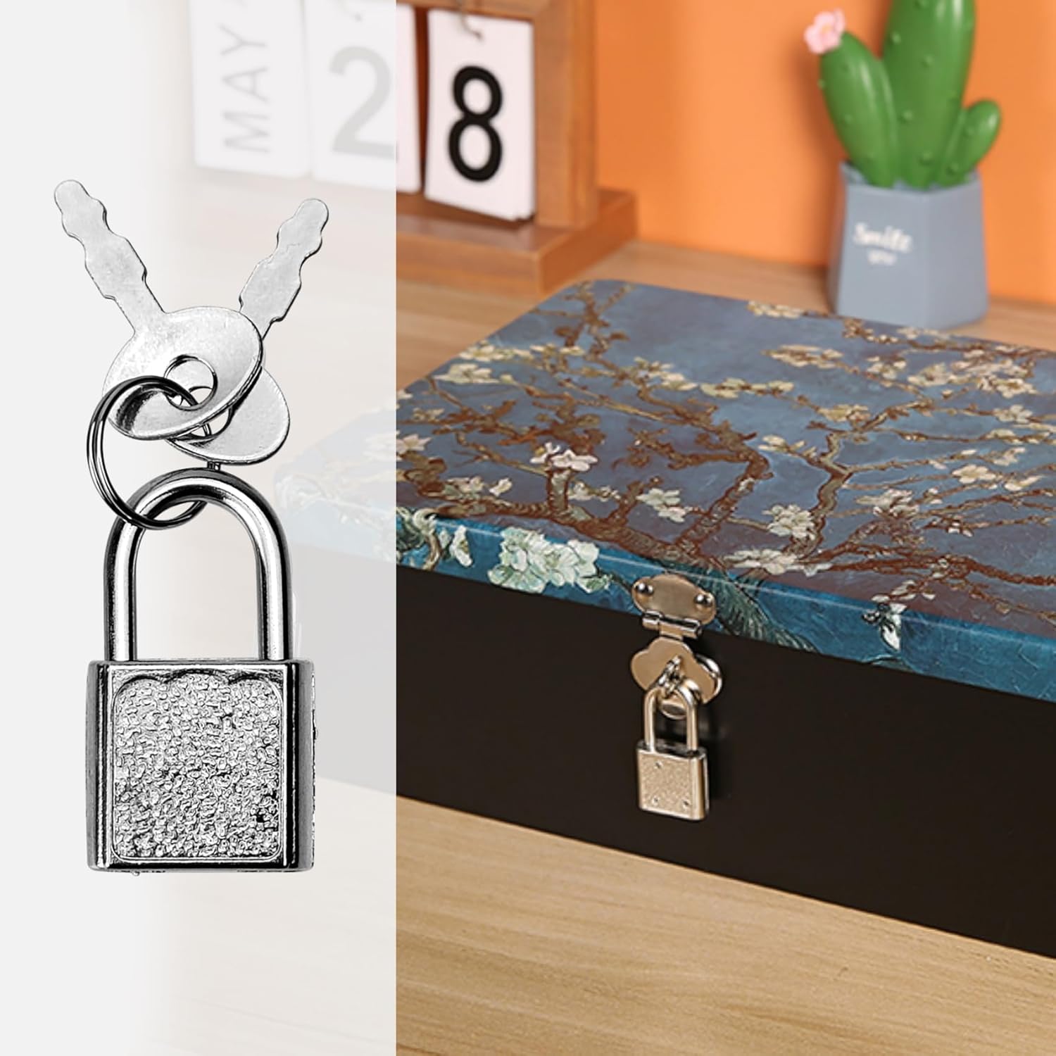 5 Pack Diary Padlock, Mini Locks with Keys, Tiny Luggage Locks for Travel, Jewelry, Boxes, Backpack (Square, 5) - Image 6