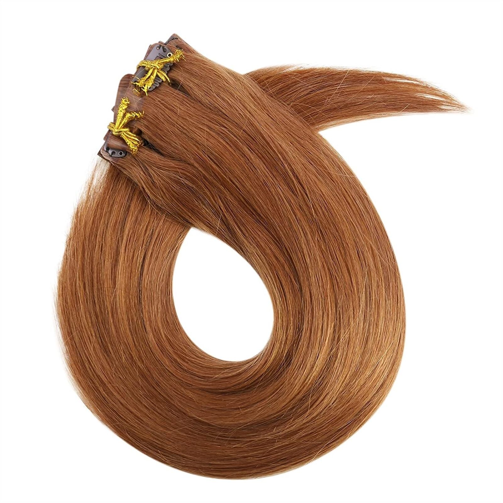 Extensiones clip pelo natural Remy liso 100g rubio degradado ombré 8