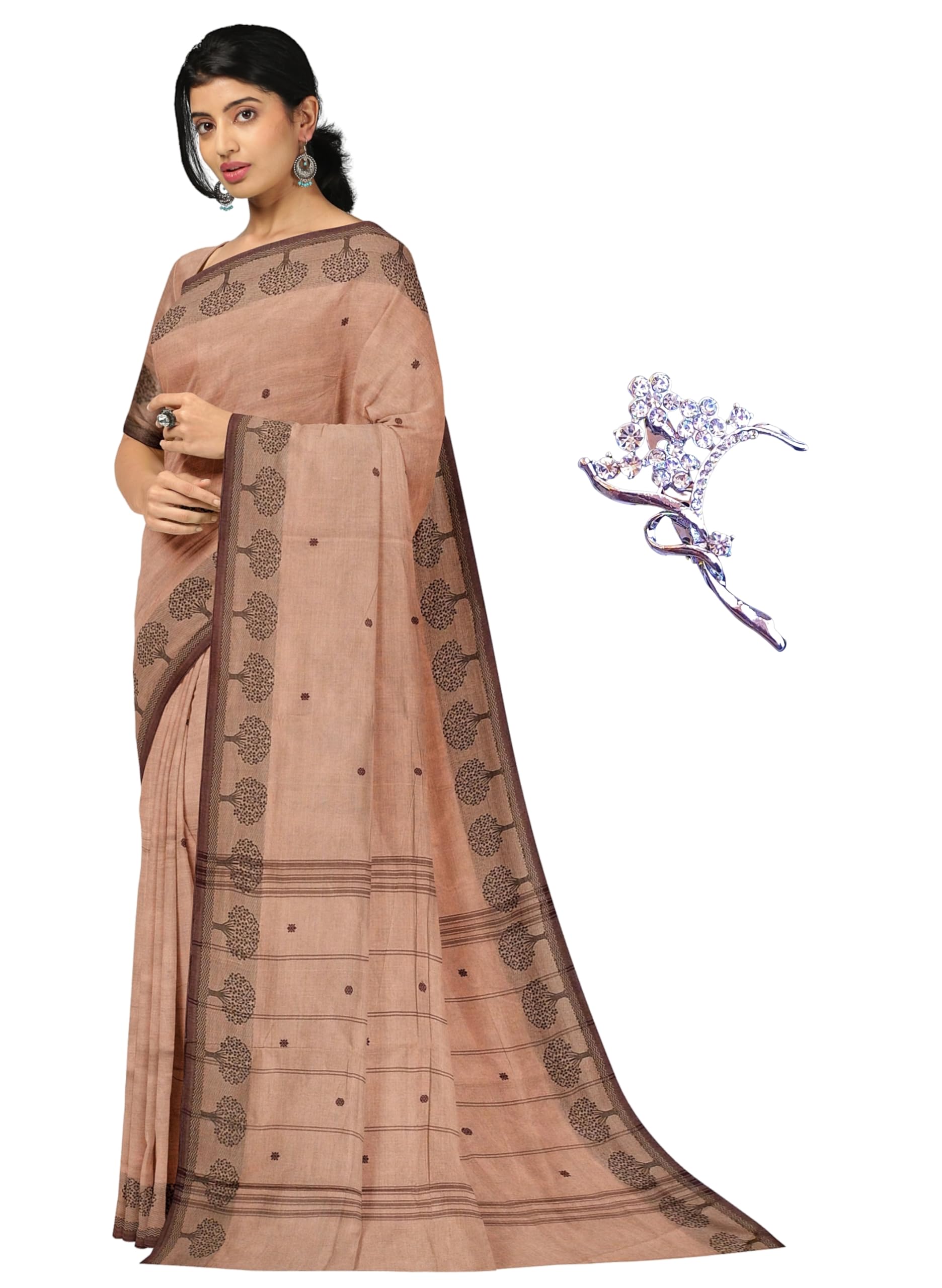 nandavanam Chettinad Cotton Sarees for Women with Blouse | Handloom Sarees for Women With Tree Border for Daily use and All Occasion Wear | Light Weight, Soft, Light Weight Chettinad Cotton Sarees-picture-11