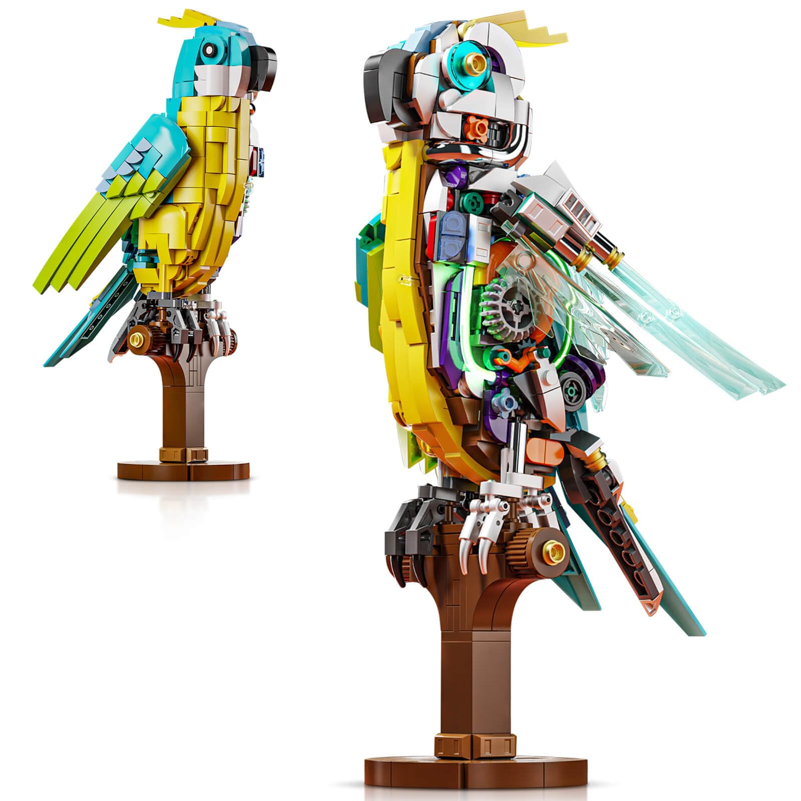 Finger Rock Creator Parrot Building Set, Ideas Mechanical Bird Model Building Kit with Stand, Collectible Gifts Toys for Adults Teens 14+ (688 PCS) - Compatible with Classic Bricks