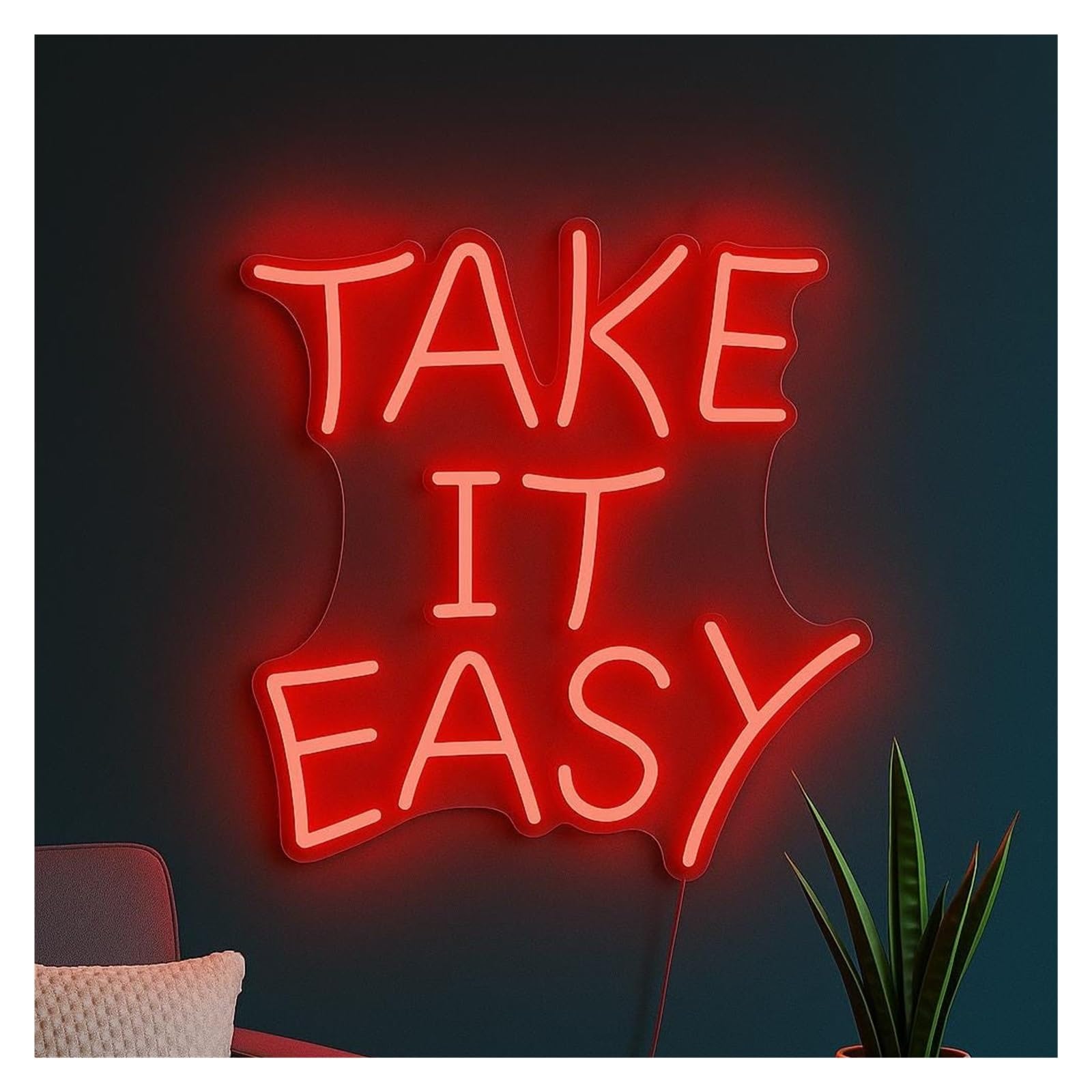 SHOUXI Sign Lamp Take It Easy Neon Sign, Suitable for Room, Office, Lounge Wall Decor with Dimmable 38cm