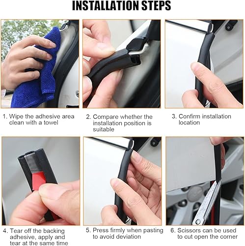 Vista 11 de Protectores de borde de puerta de automóvil, sello de goma de 16 pies, borde de puerta de automóvil, protector de borde de puerta en forma de U, Gris