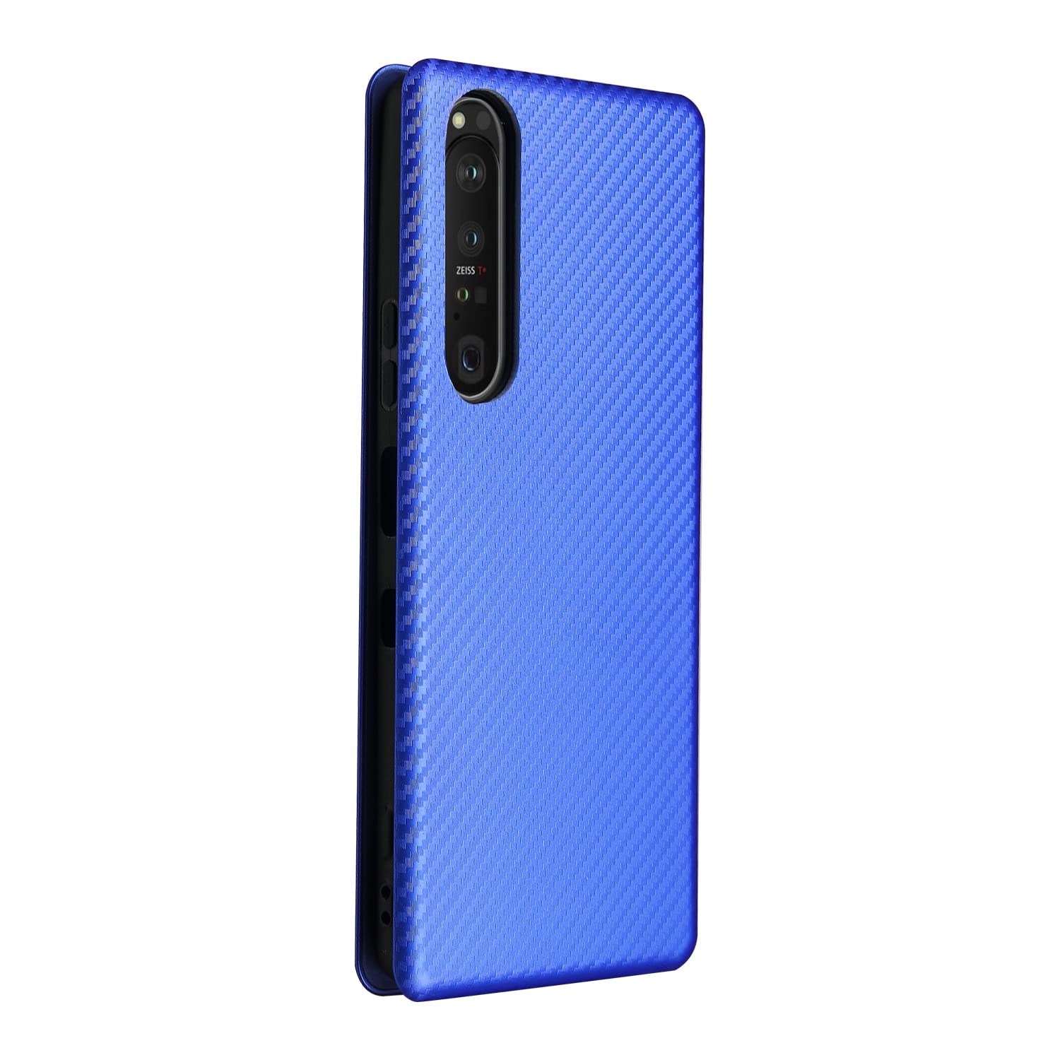 PROPFE Etui z klapką do Sony Xperia 10 IV, etui z teksturą włókna węglowego, styl portfela magnetyczne etui na karty foliowe odporne na wstrząsy skórzane etui na telefon, niebieskie