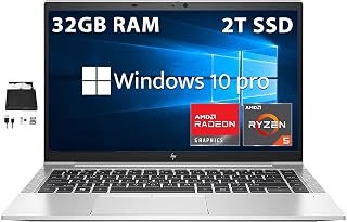 2022 HP 14" EliteBook 845 G8 FHD Business Laptop, AMD Ryzen 5 PRO 5650U Processor, 32GB RAM, 2TB PCIe SSD, Backlit Keyboard, Fingerprint Reader, Win 10 Pro, Silver, Hotface DVD-RW USB Hub