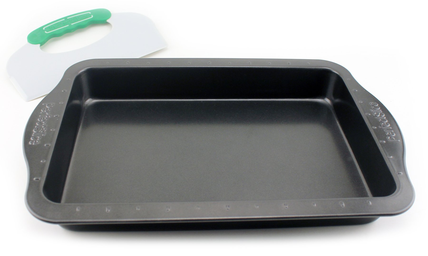 BergHOFF Perfect Slice - Teglia per torte da 22,9 x 33 cm, con coperchio e strumento perfetto per affettare. Crea porzioni perfette dei tuoi piatti da forno e festivi. Porzioni perfette per tutti i