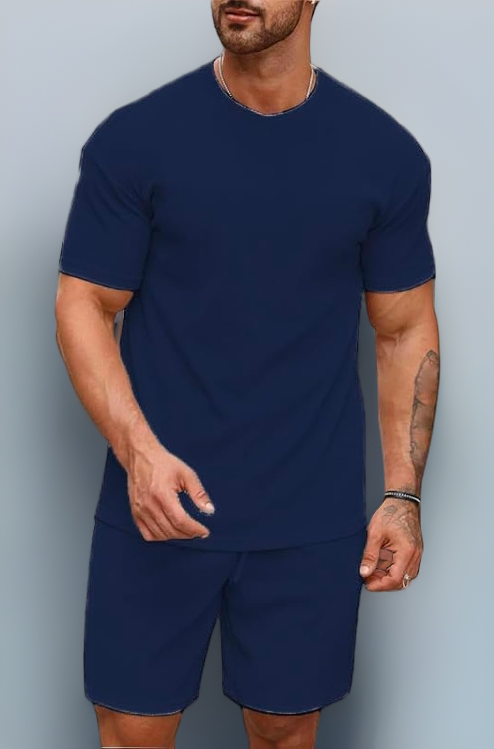 SMOWKLY Men's Premium Cotton Blend Pyjama Set || Stylish Round Neck T-Shirt and Shorts || Casual Night Suit Wear Set for Man