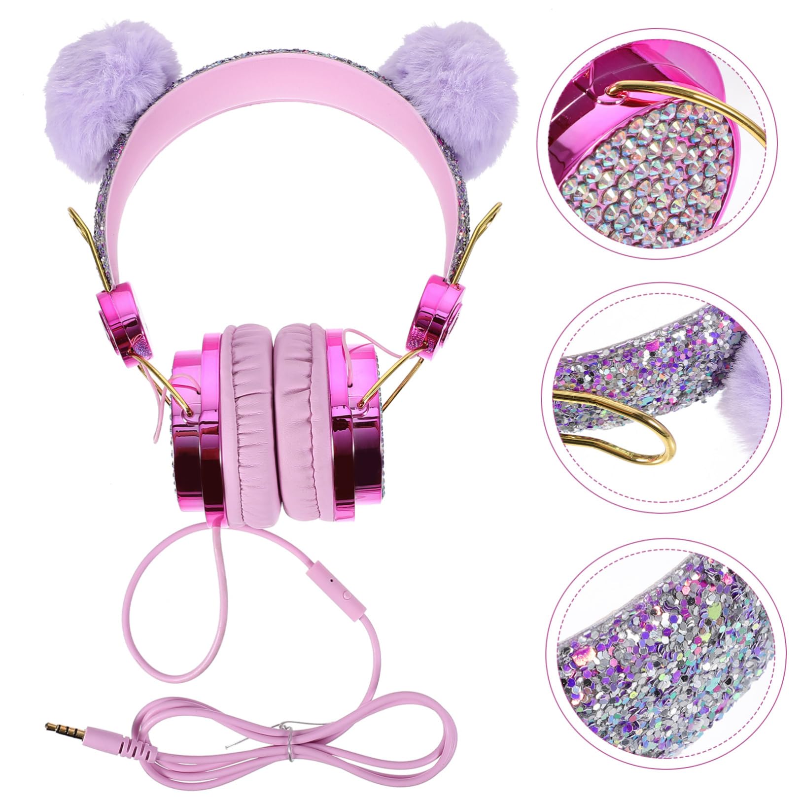 2piezas Auriculares Infantiles De Orejas De Peluche Cancelación De Diadema Ajustable y Estéreo