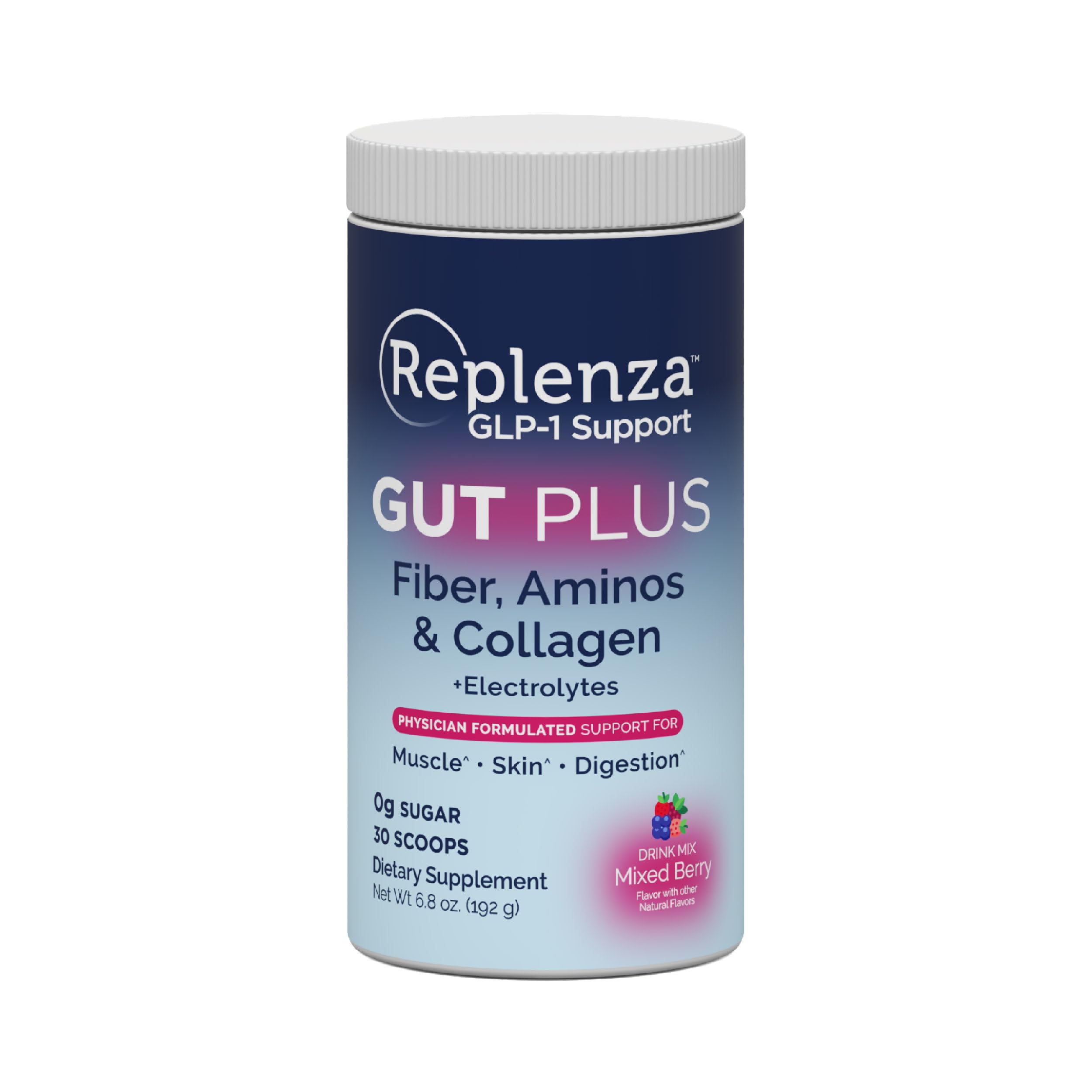 Replenza Daily Replenisher Powder, Mixed Berry, 30 Scoops | Muscle Recovery, Digestive Health & Skin Elasticity – Amino Acids, Prebiotics & Collagen Peptides