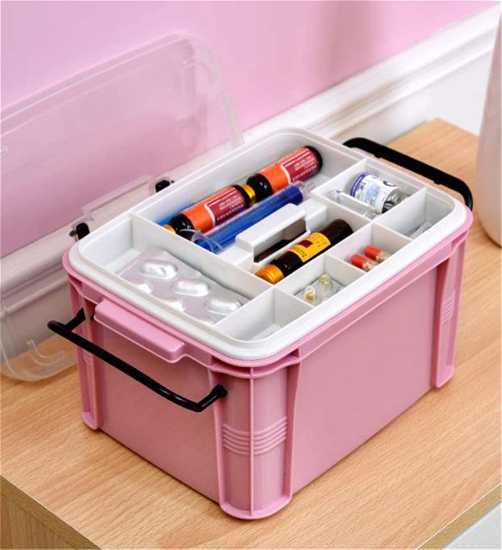 救急箱 薬箱 二段式 折りたたみ可能 大容量 多機能収納ケース 収納ボック 5