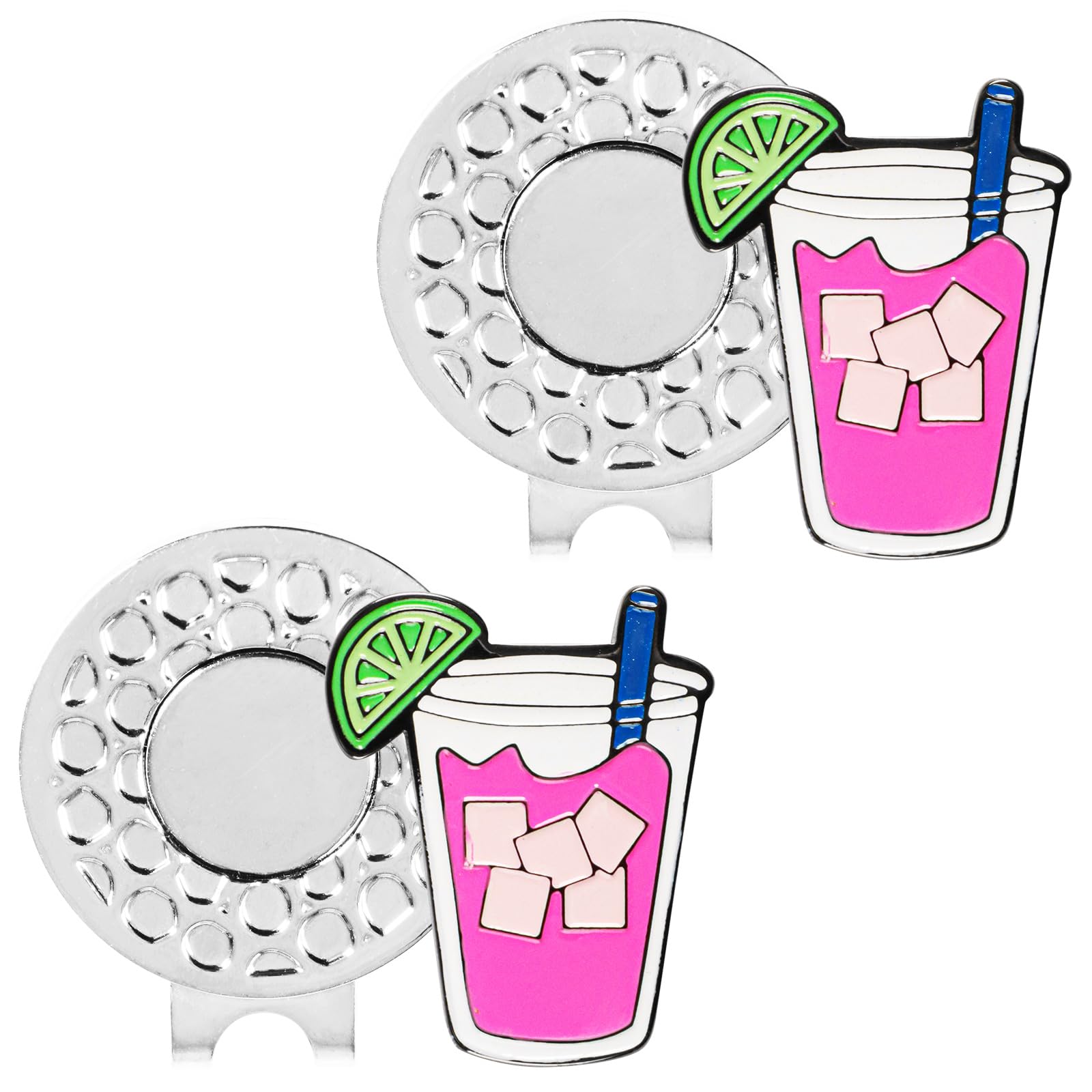 AXKAL Magnetic Stylish Golf Ball Markers with Hat Clip 1/2 Pack, Premium Strong Magnetic Golf Accessory for Cap Bag Shirt, Ideal Golf Gift for Women & Men (2PCS, Beverage)