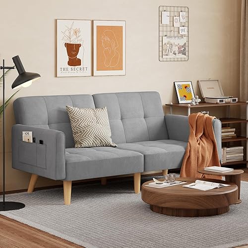 Gizoon Sofá cama futón, sofá cama de 70.9 pulgadas con respaldo ajustable, moderno sofá cama plegable para sala de estar, dormitorio, dormitorio,
