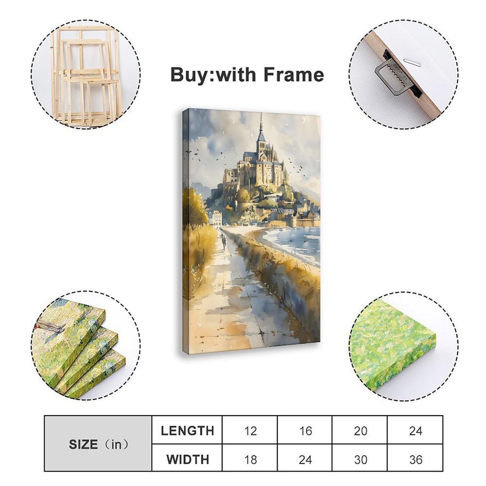 Amazon.com: Mont Saint Michel Watercolor Painting Wall Art Poster