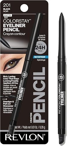 REVLON ColorStay Pencil Waterproof Eyeliner, 201 Black, 0.01 oz