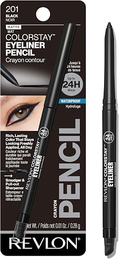 Revlon ColorStay Pencil Waterproof Eyeliner, Smudge-Proof, Eye Makeup with Built-in Sharpener, Stocking Stuffer for Women,...