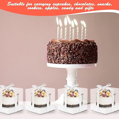Miniatura 2 de Paquete de 12 cajas de plástico transparente para cupcakes, contenedores individuales dorados de 3.5 pulgadas, desechables individuales para tartas,