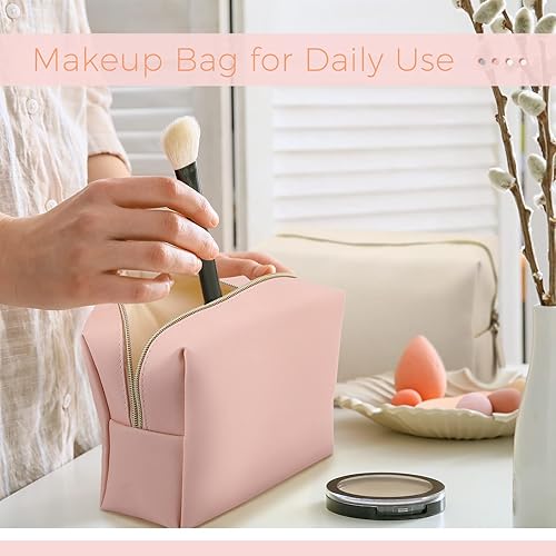 Vista 11 de Dunzy 8 bolsas de maquillaje de piel sintética para cosméticos, impermeable, pequeña, organizador de cosméticos portátil, bolsa de almacenamiento