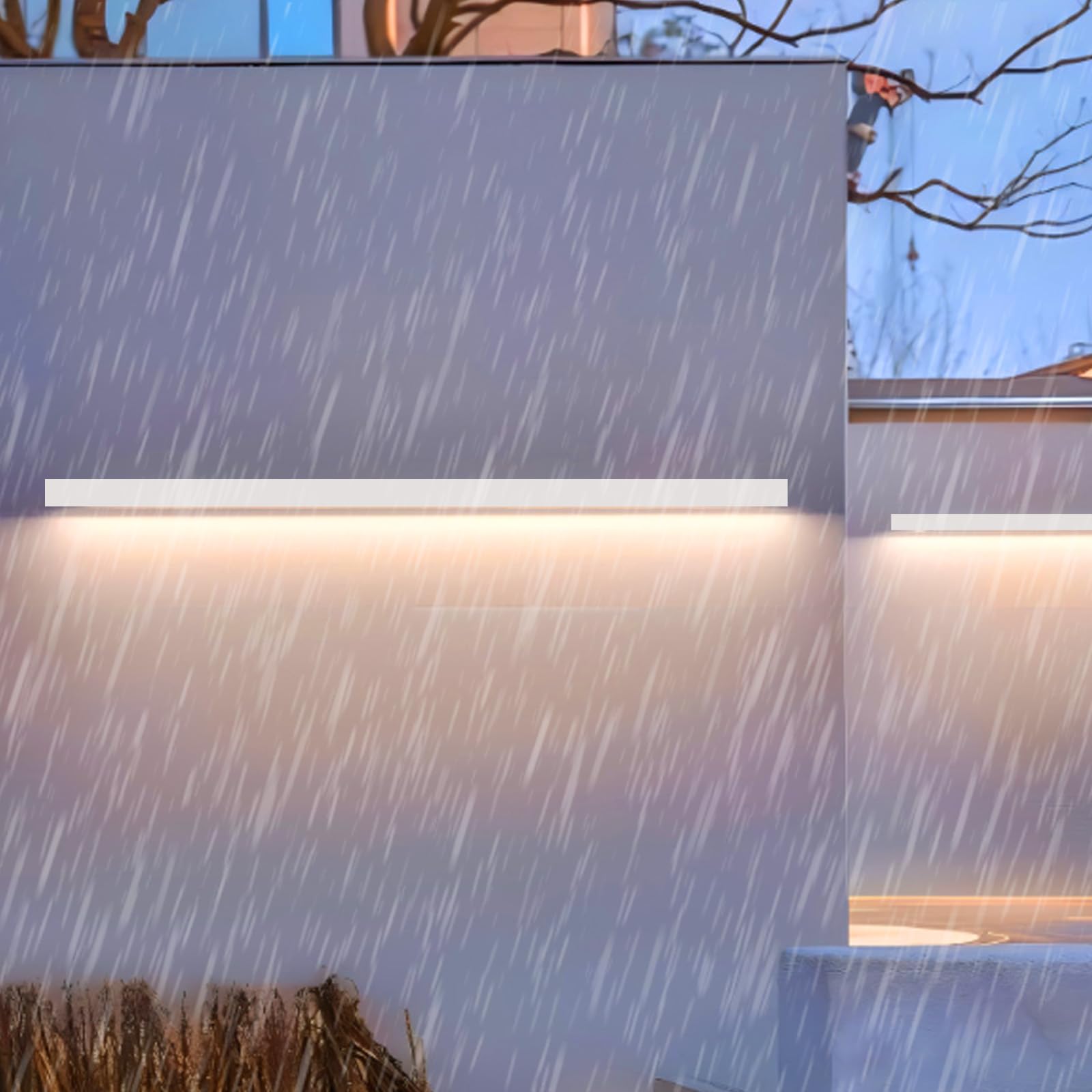LED Esterno Lungo Applique da Parete Impermeabile IP65 Luce da Parete Alluminio Minimalista Rettangolare Design Lampada da Parete Nero/Bianco Moderno per Portico Interno (Bianco Luce Calda,60cm)