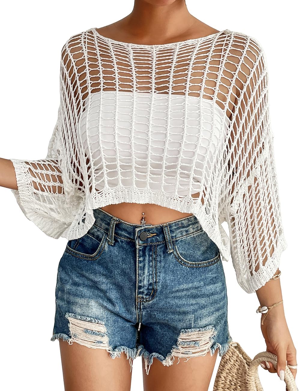 BsubseachWomen's Bathing Suit Cover Up for Beachwear Vacation Bikini Crochet Coverup Top