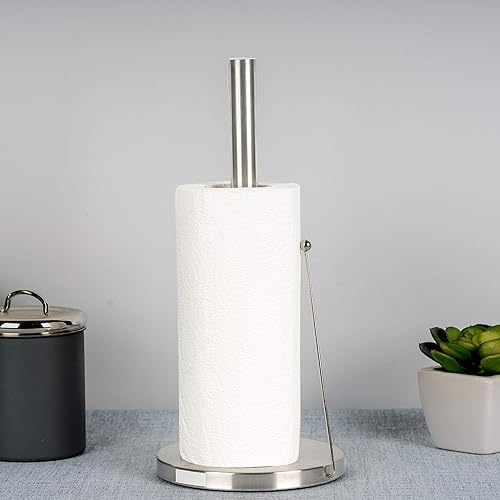 Miniatura 5 de nu steel Soporte de acero inoxidable TG-KPTH-133 - Dispensador de cocina fácil de rasgar con una sola mano con base pesada para rollos de toallas de