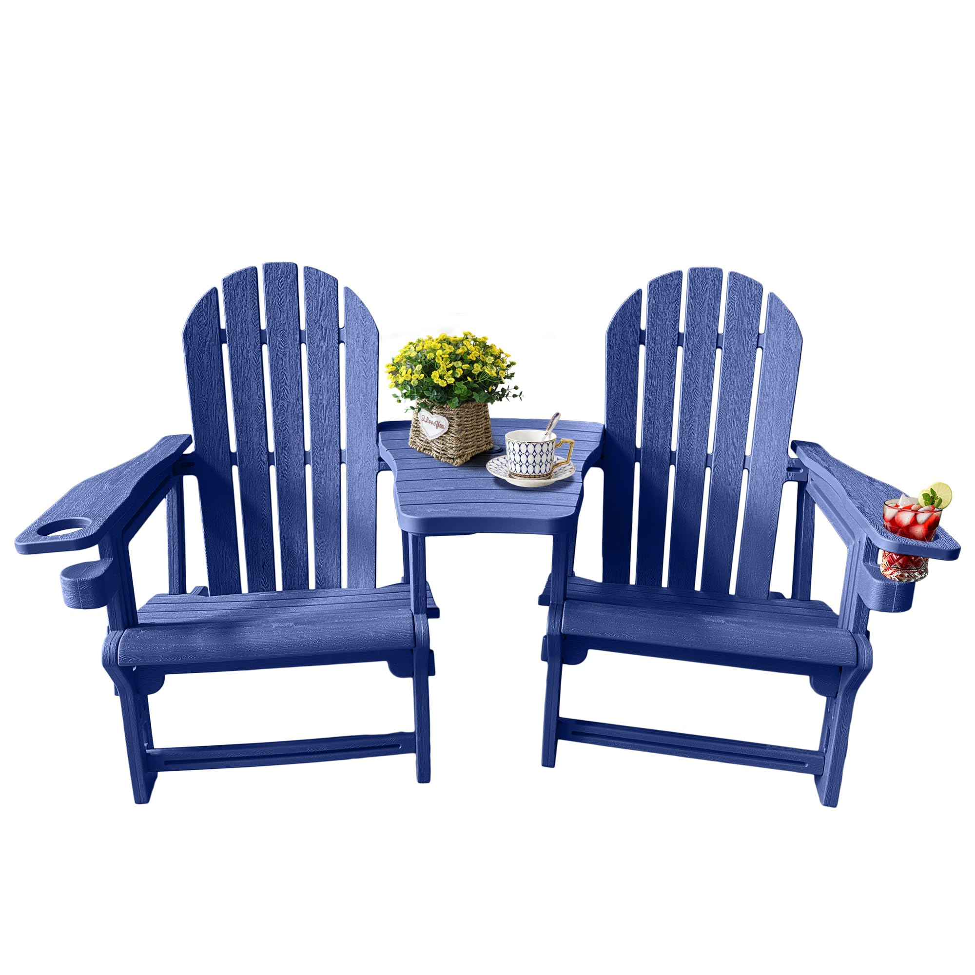 Condition photo showing New/Like New for adirondack chairs set of 2 tool-free assembly,removable tabletop tray,no screws needed,all-weather hdpe outdoor patio furniture set with cup holders,outdoor lawn chair for patio garden(navy blue)