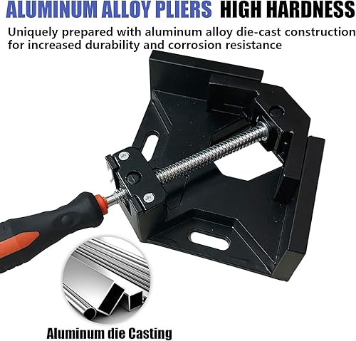 Miniatura 11 de Abrazadera de esquina para carpintería, 4 piezas, abrazadera de ángulo recto de 90 grados con mordaza giratoria de aleación de aluminio ajustable