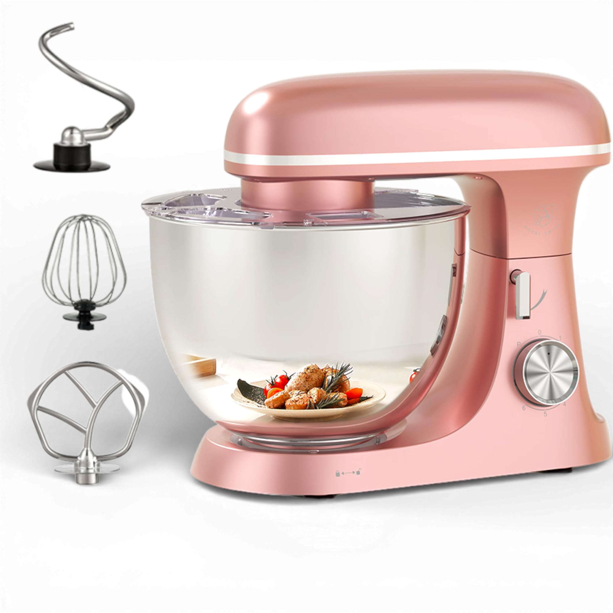 Royal Swiss Robot Pastelero Profesional 2000 W 8,5 L - Robot de cocina profesional planetario 6 velocidades - Amasadora eléctrica de gran capacidad con cuenco de acero inoxidable 304 y accesorios