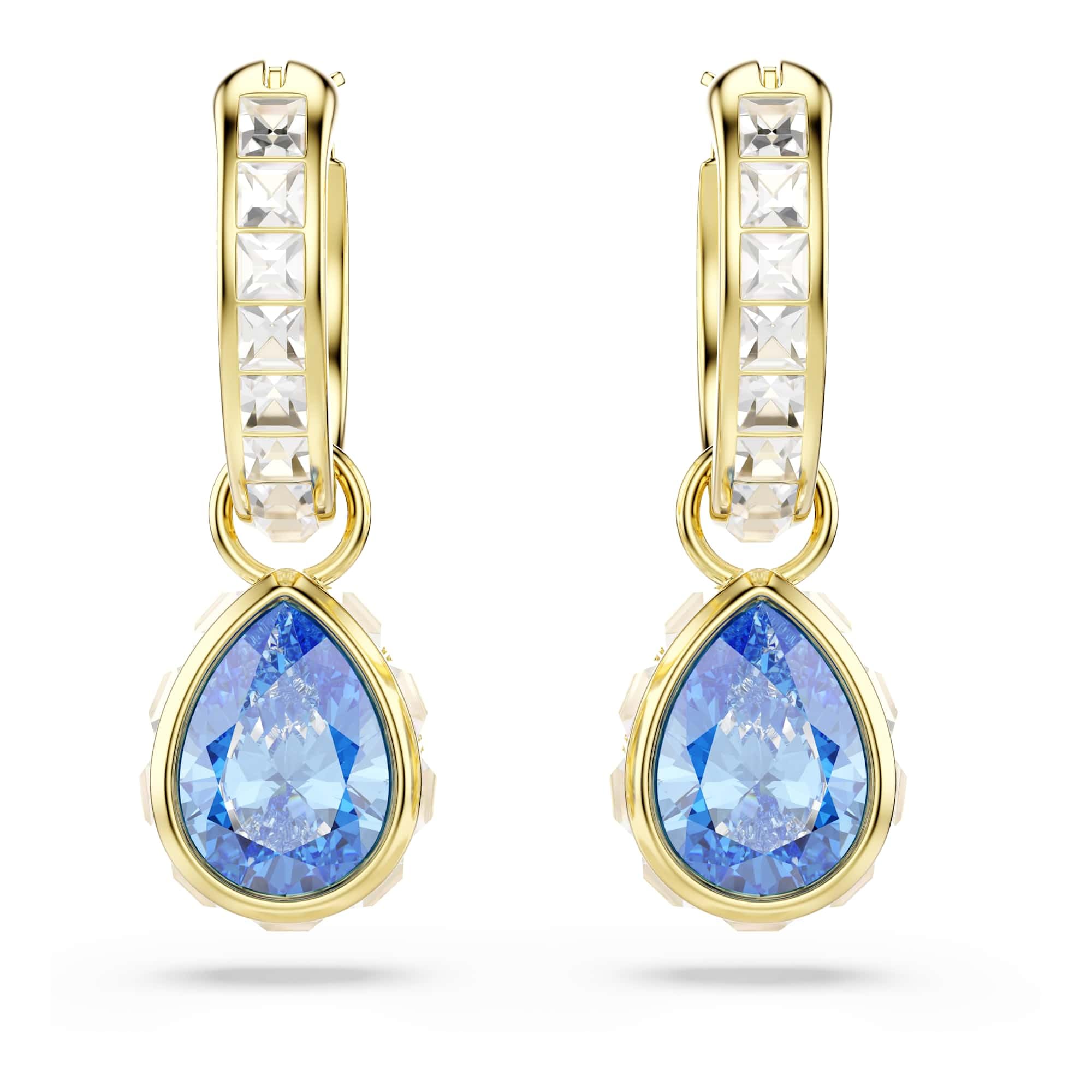 Swarovski Chroma Ohrhänger, Tropfenschliff, Blau, 18 Karat Vergoldet