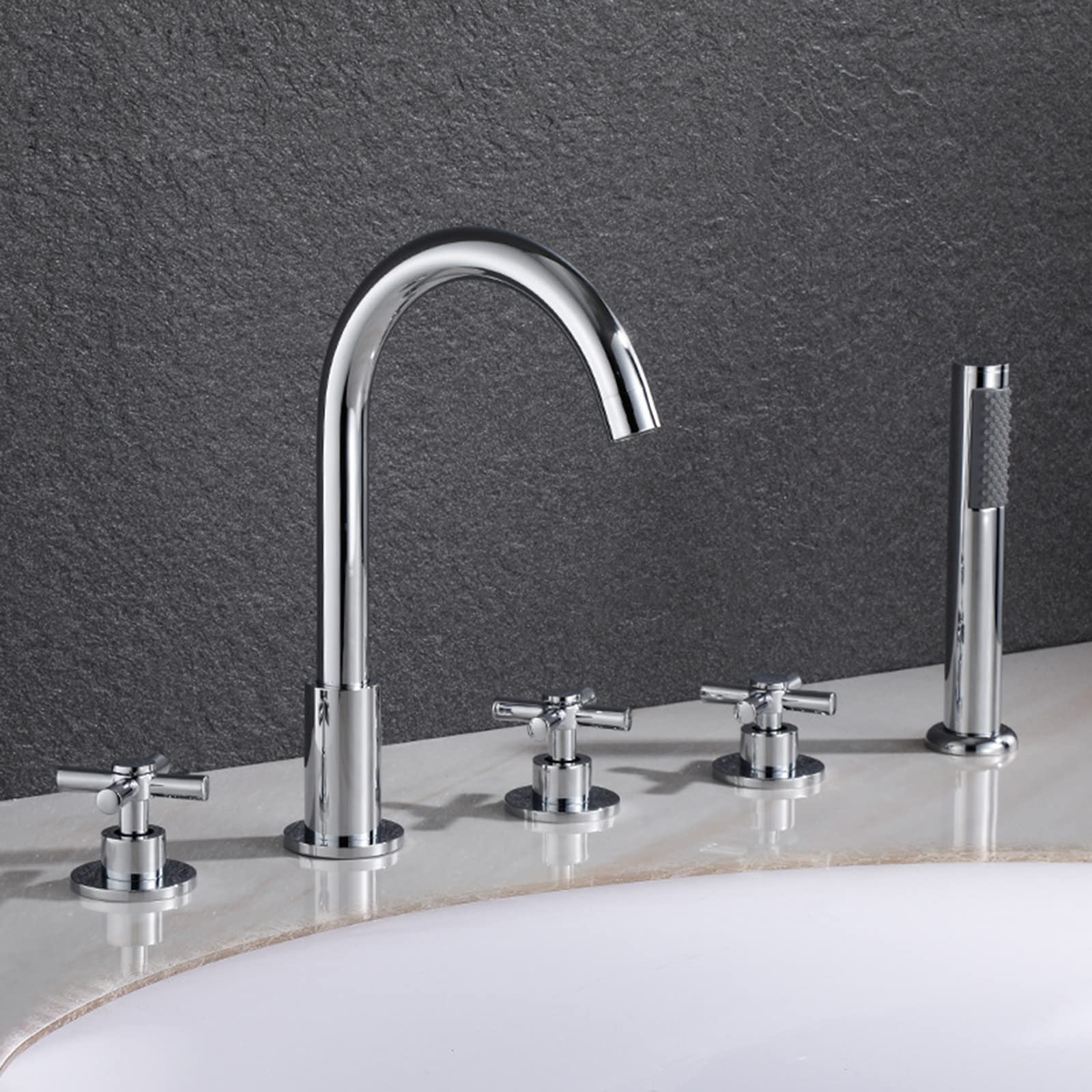 Robinet mitigeur de bain-douche avec douchette extractible pratique et finition chrome