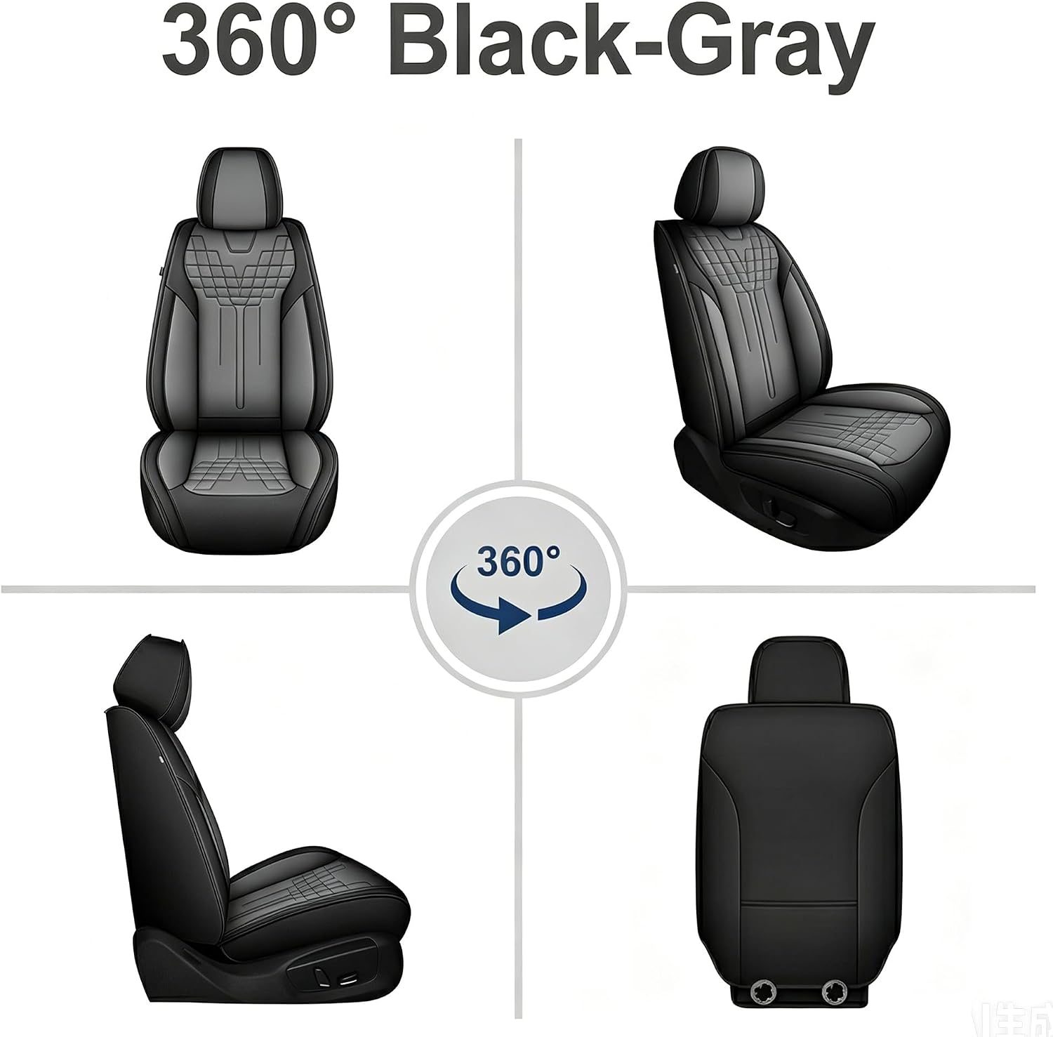 TTX LIGHTING Front Seat Covers for Jeep Wrangler 2003-2026, Black&Grey | Waterproof, Faux Leather, Compatible with Airbag, Interior Auto Accessories
